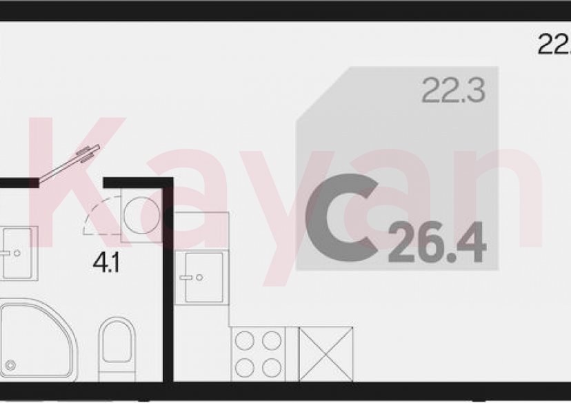 Продажа студии, 26.4 кв.м фото 0 Продажа студии, 26.4 кв.м фото 0