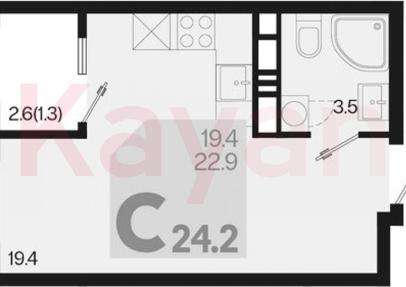 Продажа студии, 22.9 кв.м фото 0 Продажа студии, 22.9 кв.м фото 0