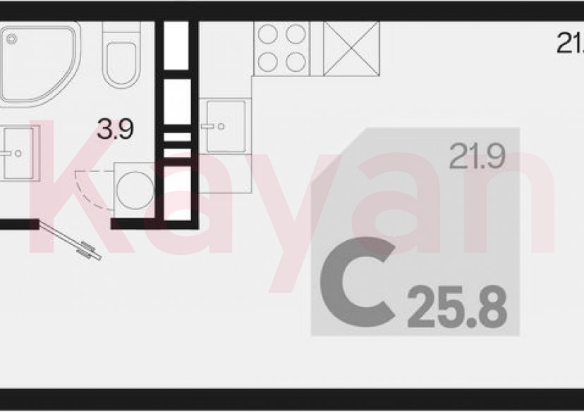 Продажа студии, 25.8 кв.м фото 0