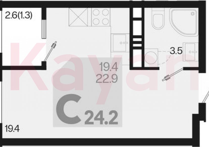Продажа студии, 22.9 кв.м фото 0