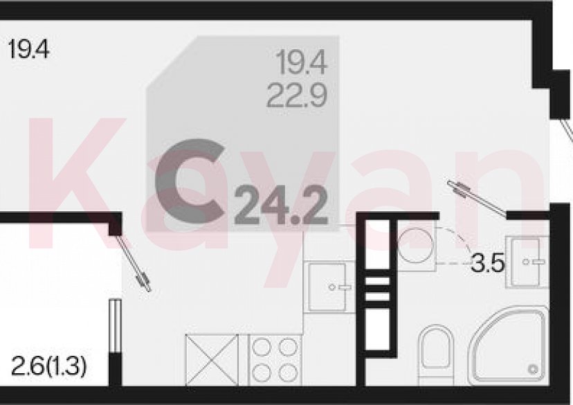 Продажа студии, 22.9 кв.м фото 0 Продажа студии, 22.9 кв.м фото 0