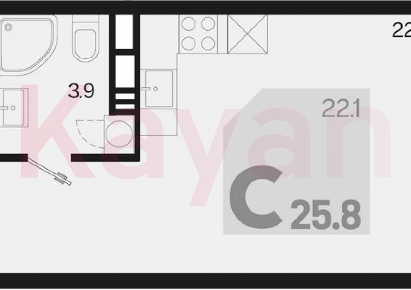 Продажа студии, 25.8 кв.м фото 0 Продажа студии, 25.8 кв.м фото 0