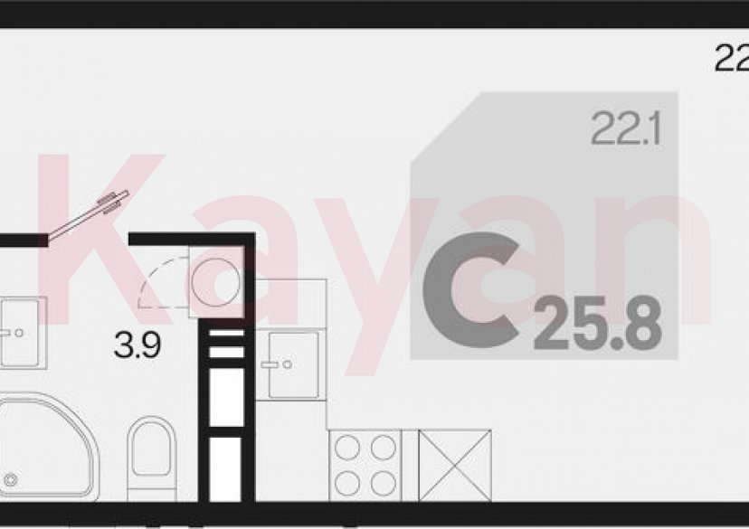Продажа студии, 25.8 кв.м фото 0