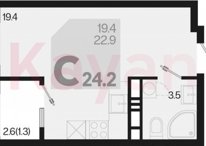 Продажа студии, 22.9 кв.м фото 0