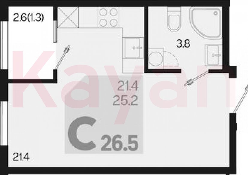 Продажа студии, 25.2 кв.м фото 0