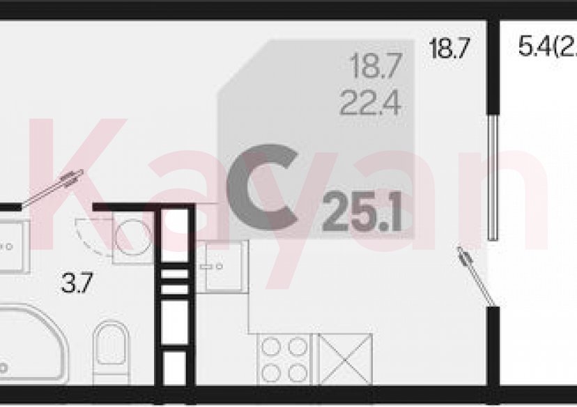 Продажа студии, 22.4 кв.м фото 0