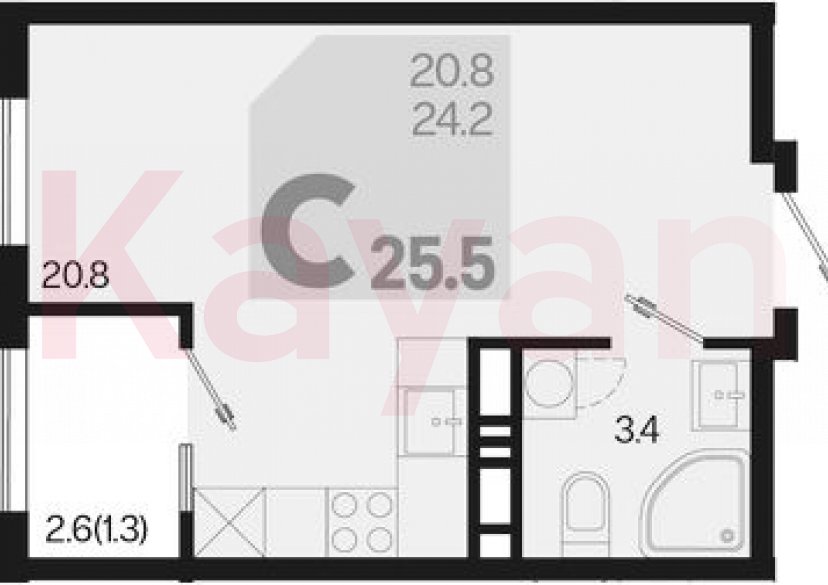 Продажа студии, 24.2 кв.м фото 0 Продажа студии, 24.2 кв.м фото 0