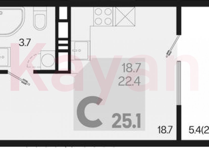 Продажа студии, 22.4 кв.м фото 0