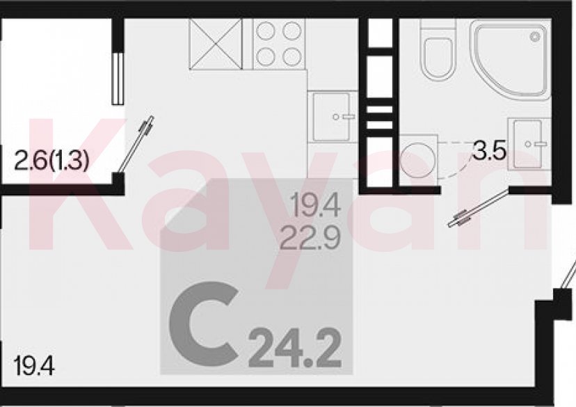 Продажа студии, 22.9 кв.м фото 0