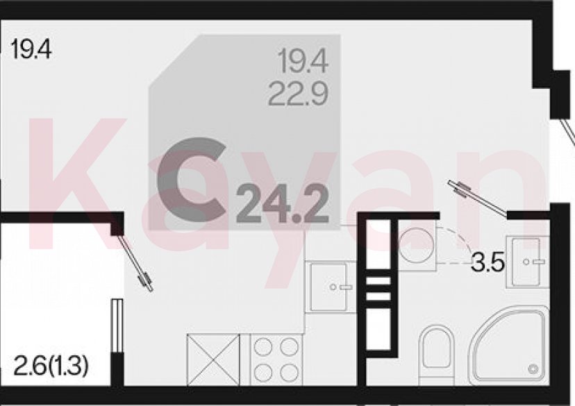 Продажа студии, 22.9 кв.м фото 0