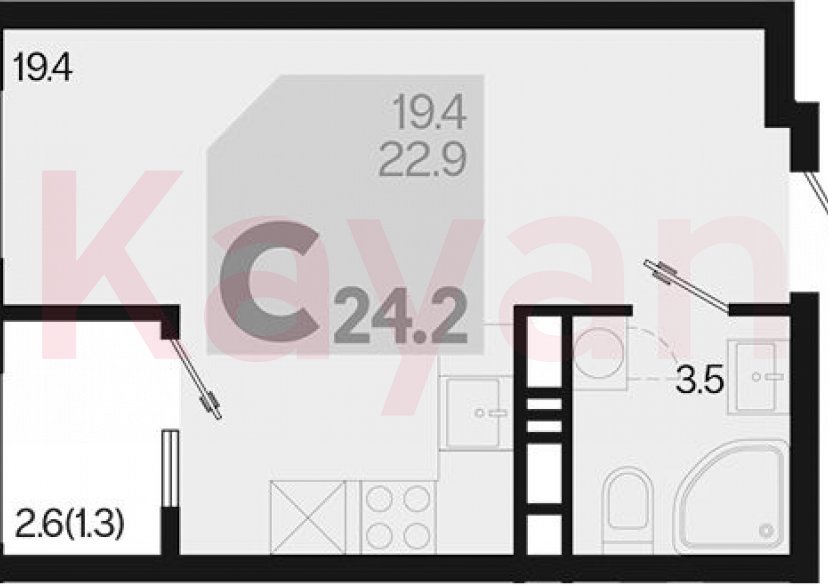 Продажа студии, 22.9 кв.м фото 0