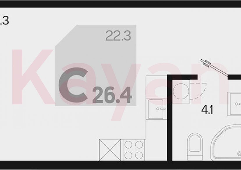 Продажа студии, 26.4 кв.м фото 0 Продажа студии, 26.4 кв.м фото 0