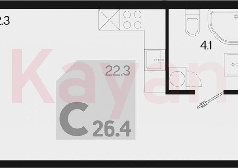 Продажа студии, 26.4 кв.м фото 0 Продажа студии, 26.4 кв.м фото 0