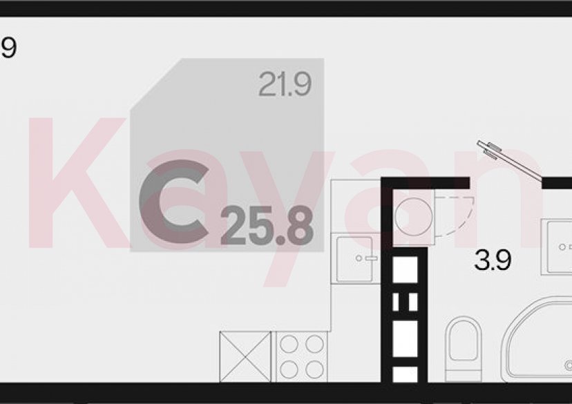 Продажа студии, 25.8 кв.м фото 0