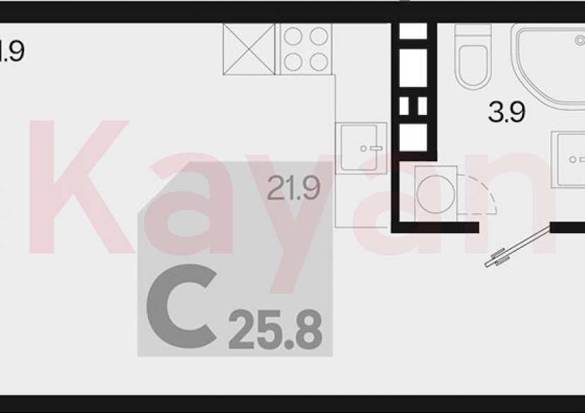Продажа студии, 25.8 кв.м фото 0