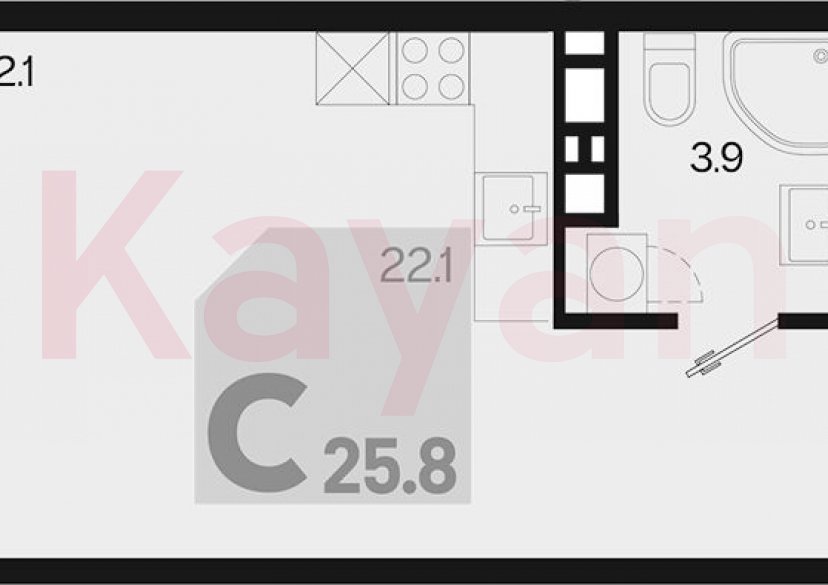 Продажа студии, 25.8 кв.м фото 0
