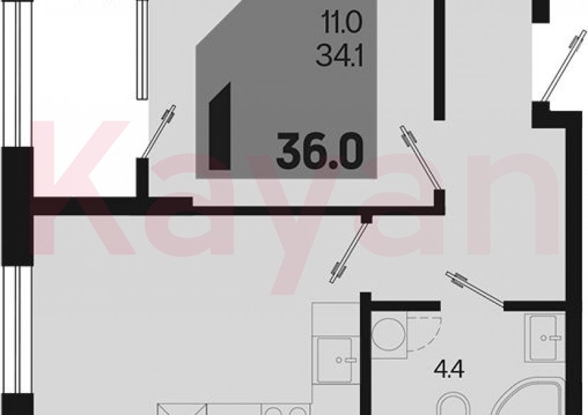 Продажа 1-комн. квартиры, 34.1 кв.м фото 0 Продажа 1-комн. квартиры, 34.1 кв.м фото 0