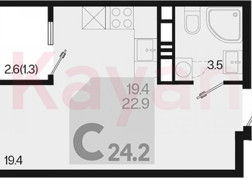 Продажа студии, 22.9 кв.м фото 0