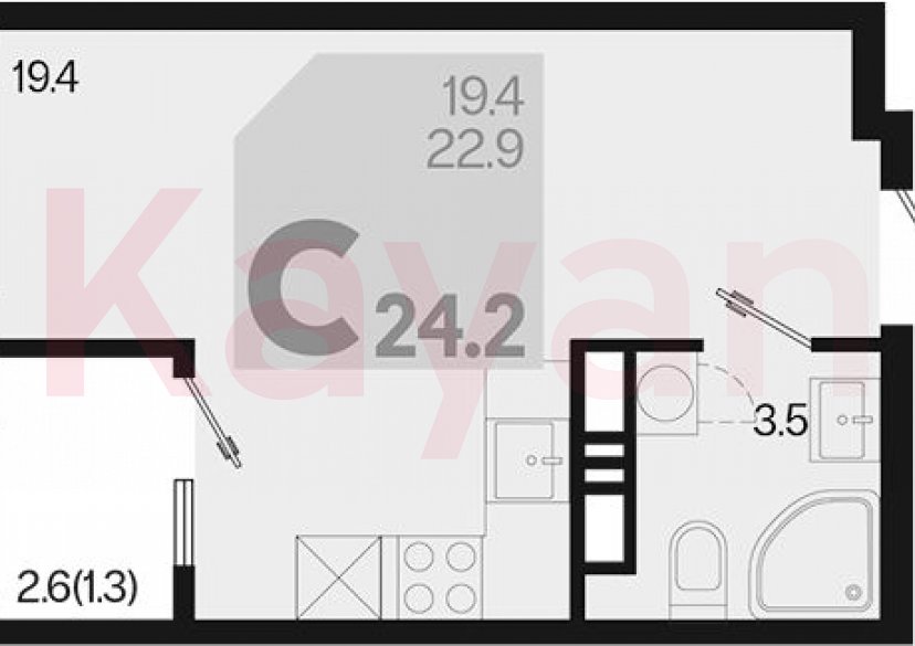 Продажа студии, 22.9 кв.м фото 0