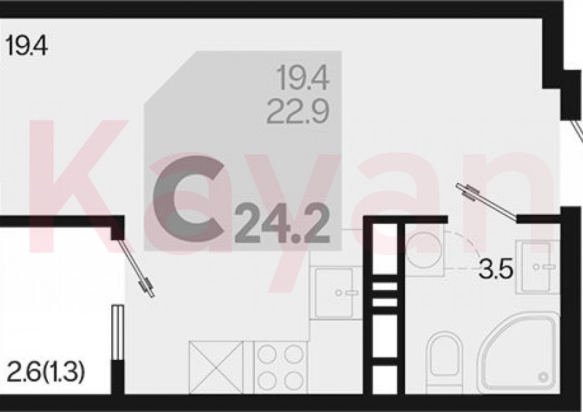 Продажа студии, 22.9 кв.м фото 0 Продажа студии, 22.9 кв.м фото 0
