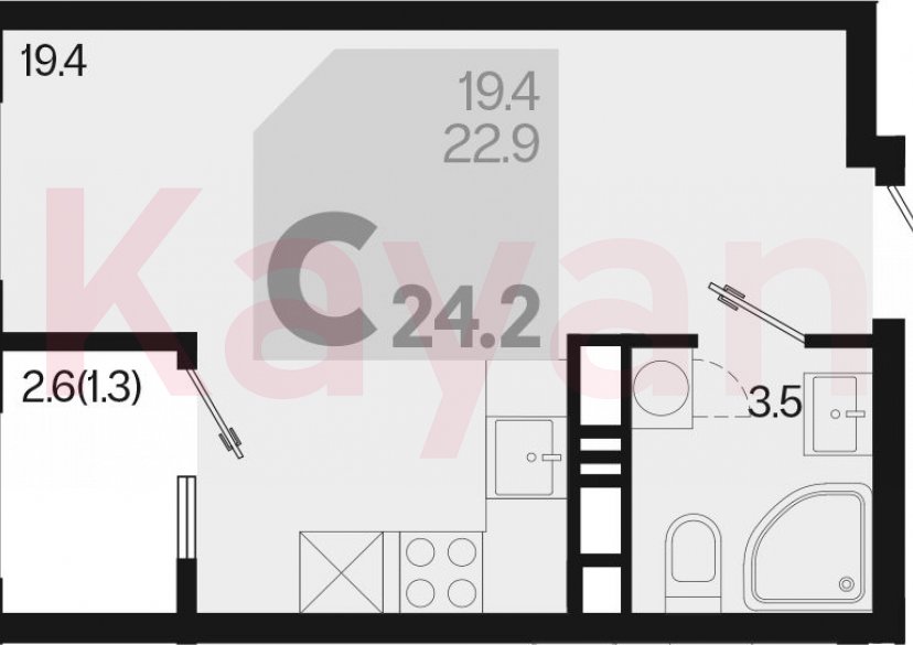 Продажа студии, 22.9 кв.м фото 0 Продажа студии, 22.9 кв.м фото 0