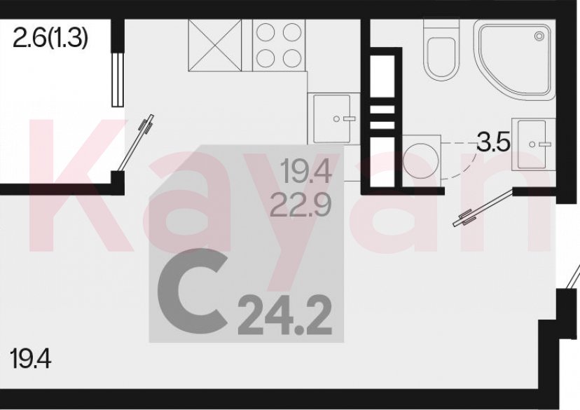 Продажа студии, 22.9 кв.м фото 0 Продажа студии, 22.9 кв.м фото 0