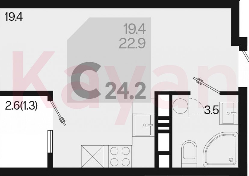 Продажа студии, 22.9 кв.м фото 0