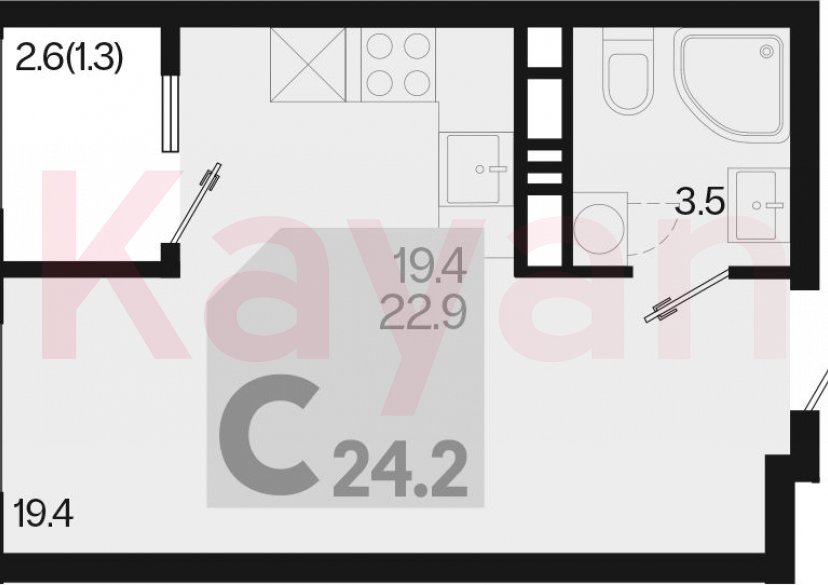 Продажа студии, 22.9 кв.м фото 0 Продажа студии, 22.9 кв.м фото 0