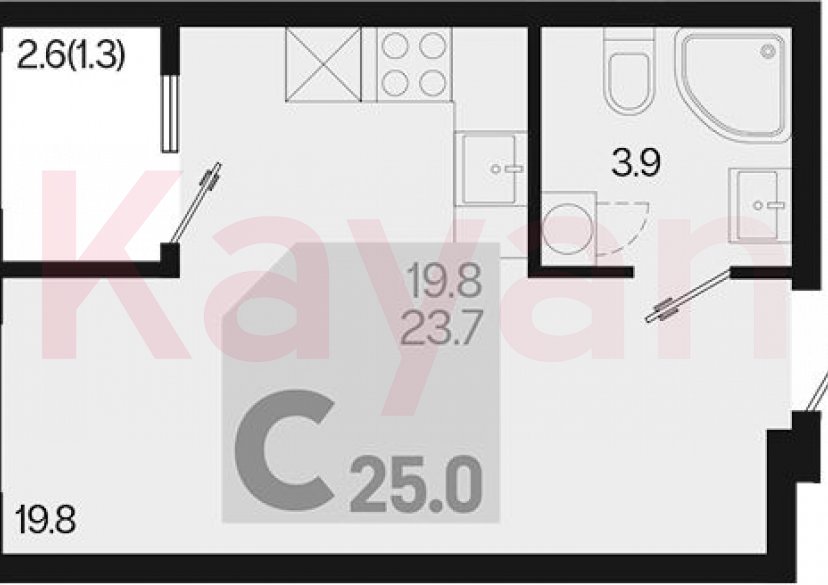 Продажа студии, 23.7 кв.м фото 0