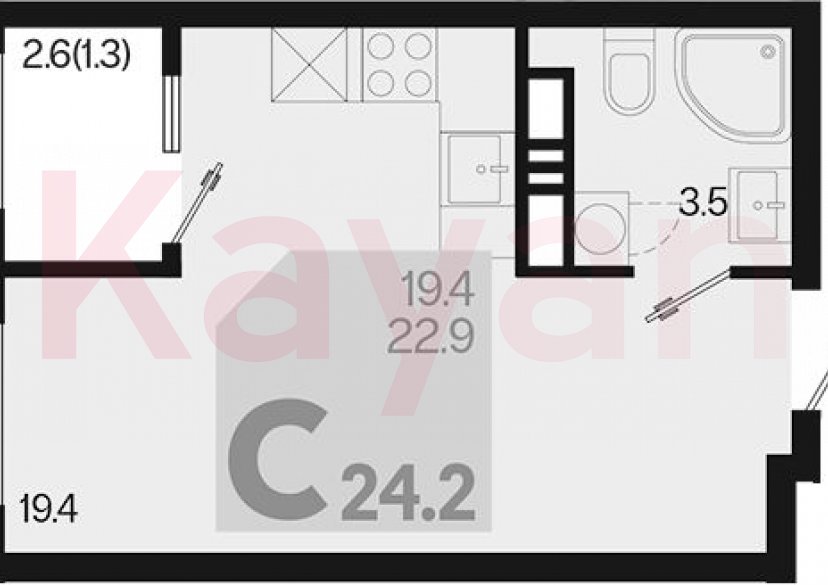 Продажа студии, 22.9 кв.м фото 0