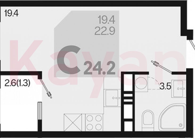 Продажа студии, 22.9 кв.м фото 0 Продажа студии, 22.9 кв.м фото 0
