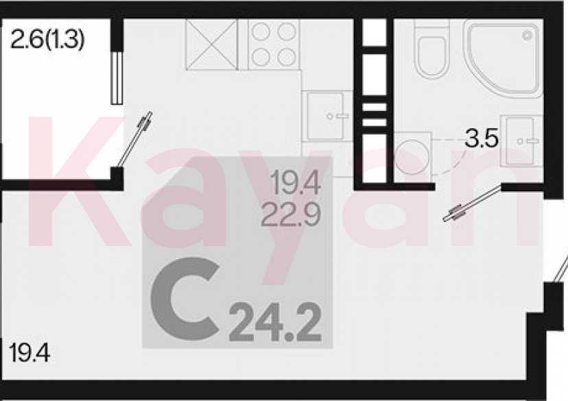 Продажа студии, 22.9 кв.м фото 0