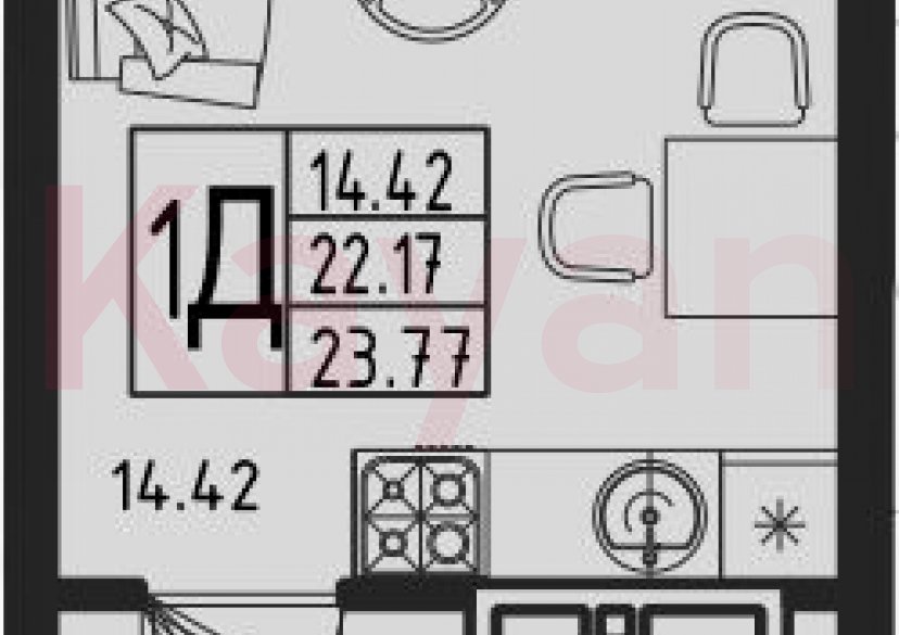 Продажа студии, 22.17 кв.м фото 0