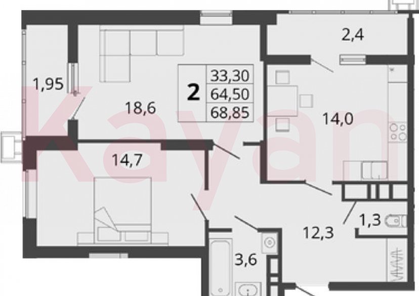 Продажа 2-комн. квартиры, 64.5 кв.м фото 0