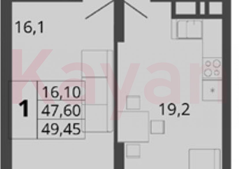 Продажа 1-комн. квартиры, 47.6 кв.м фото 0