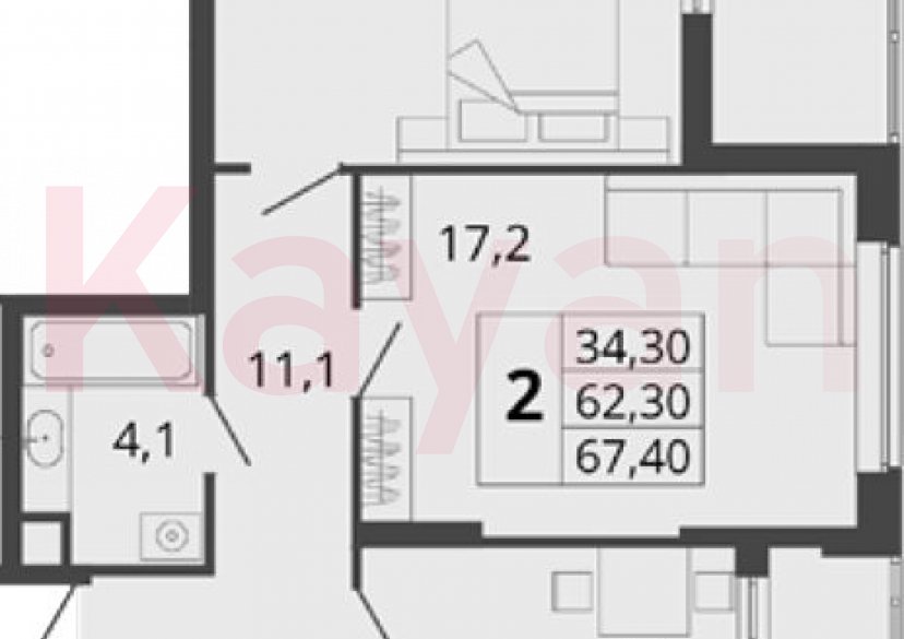 Продажа 2-комн. квартиры, 62.3 кв.м фото 0