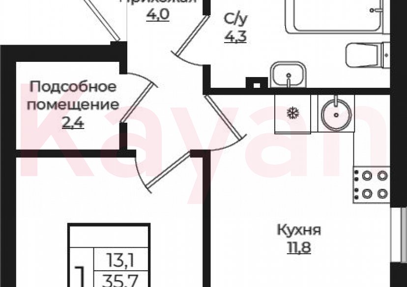 Продажа 1-комн. квартиры, 35.7 кв.м фото 0 Продажа 1-комн. квартиры, 35.7 кв.м фото 0