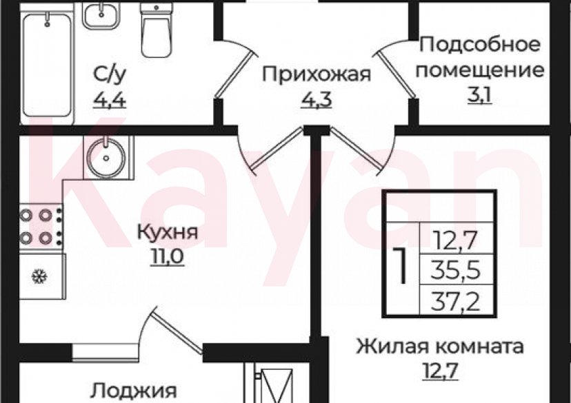 Продажа 1-комн. квартиры, 35.5 кв.м фото 0 Продажа 1-комн. квартиры, 35.5 кв.м фото 0
