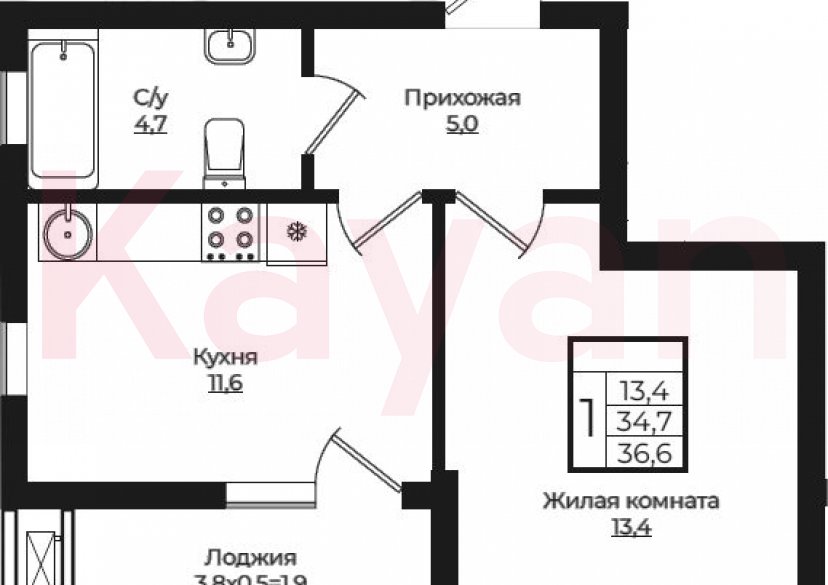Продажа 1-комн. квартиры, 34.7 кв.м фото 0 Продажа 1-комн. квартиры, 34.7 кв.м фото 0