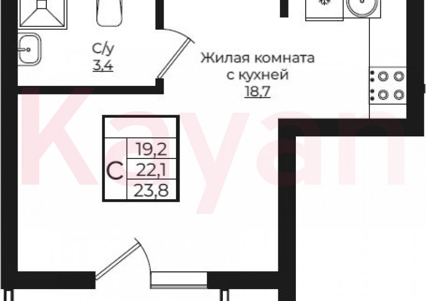 Продажа студии, 22.1 кв.м фото 0