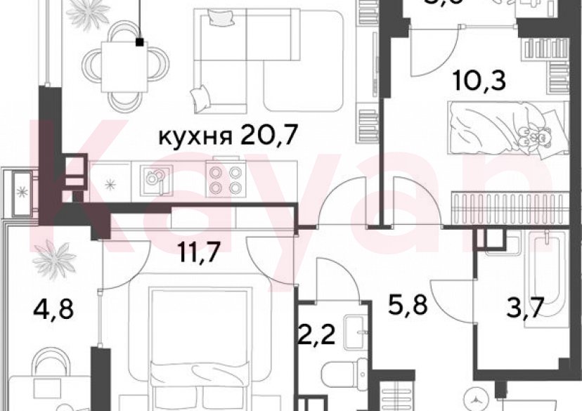 Продажа 3-комн. квартиры, 57.6 кв.м фото 0 Продажа 3-комн. квартиры, 57.6 кв.м фото 0