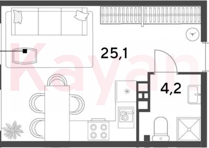 Продажа студии, 29.3 кв.м фото 0 Продажа студии, 29.3 кв.м фото 0