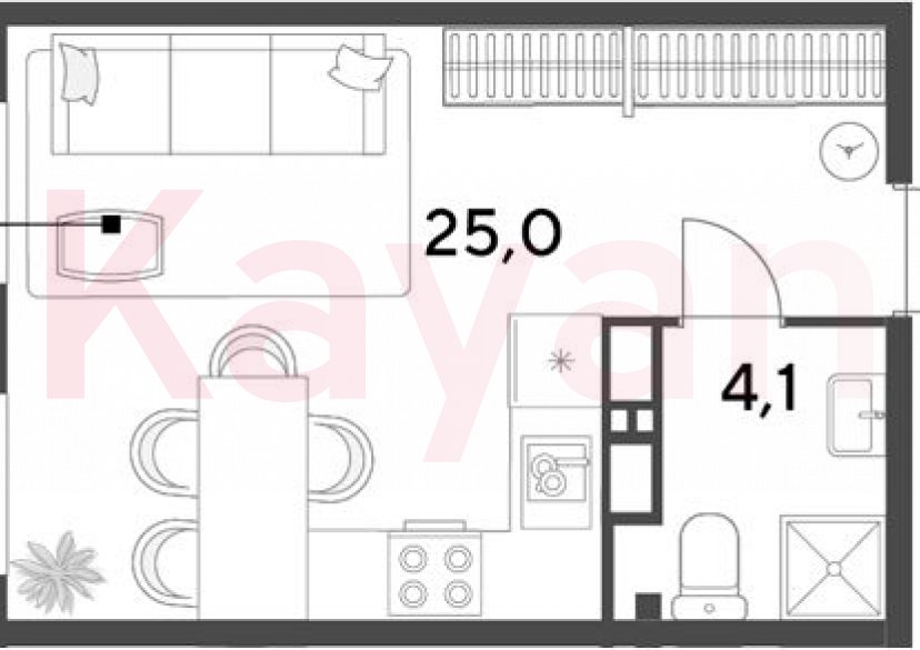 Продажа студии, 29.1 кв.м фото 0