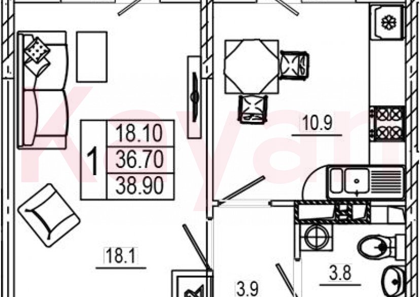 Продажа 1-комн. квартиры, 36.9 кв.м фото 0 Продажа 1-комн. квартиры, 36.9 кв.м фото 0