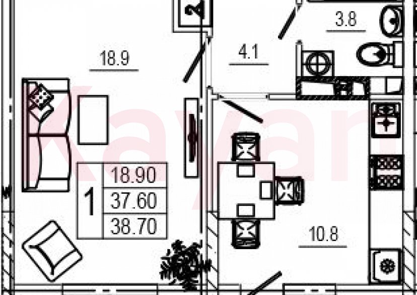 Продажа 1-комн. квартиры, 37.7 кв.м фото 0 Продажа 1-комн. квартиры, 37.7 кв.м фото 0