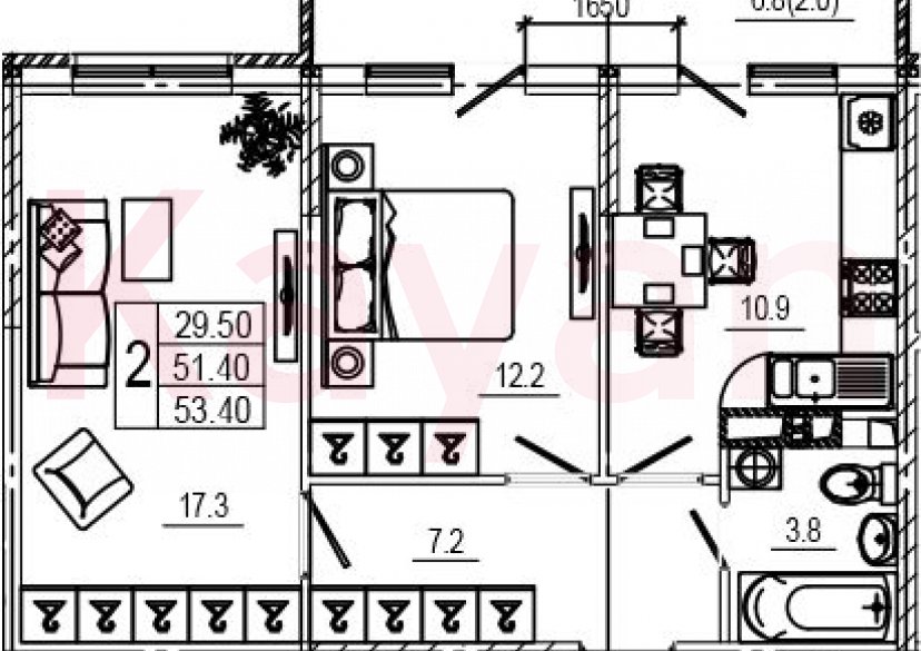 Продажа 2-комн. квартиры, 51.6 кв.м фото 0 Продажа 2-комн. квартиры, 51.6 кв.м фото 0