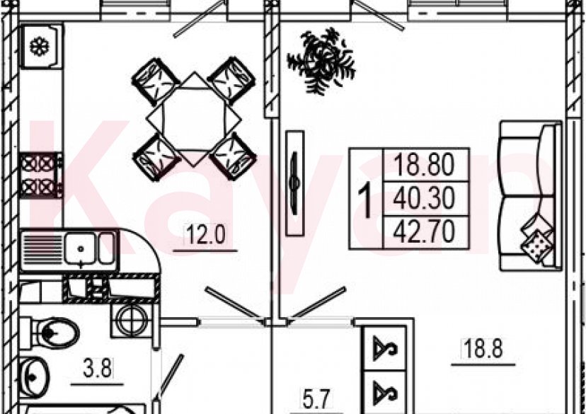 Продажа 1-комн. квартиры, 40.5 кв.м фото 0 Продажа 1-комн. квартиры, 40.5 кв.м фото 0