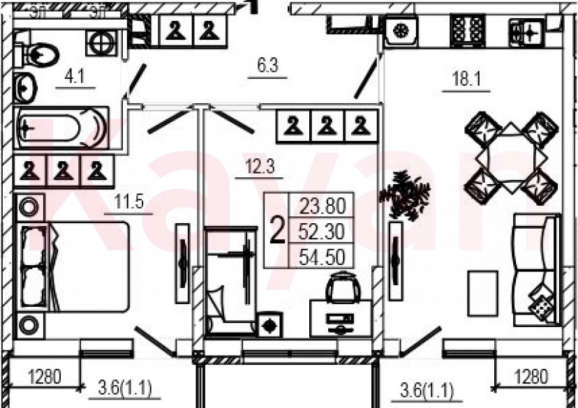 Продажа 3-комн. квартиры, 52.4 кв.м фото 0 Продажа 3-комн. квартиры, 52.4 кв.м фото 0