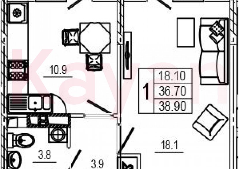 Продажа 1-комн. квартиры, 36.9 кв.м фото 0 Продажа 1-комн. квартиры, 36.9 кв.м фото 0