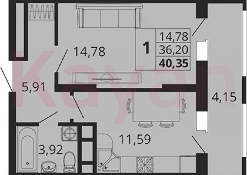 Продажа 1-комн. квартиры, 36.2 кв.м фото 0